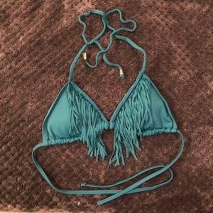 Teal Tassel Swim Top